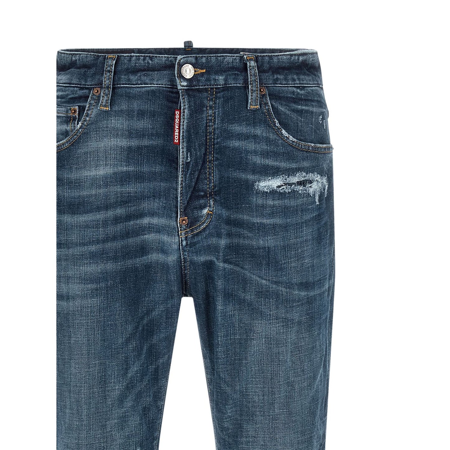 Dsquared² Blue Cotton Straight-Leg Jeans