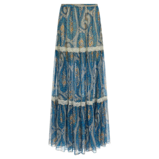 Etro Blue Silk Mini Skirt