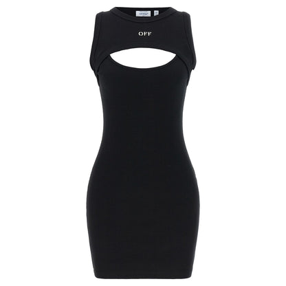 Off-White Bicolor Cotton Short Dress