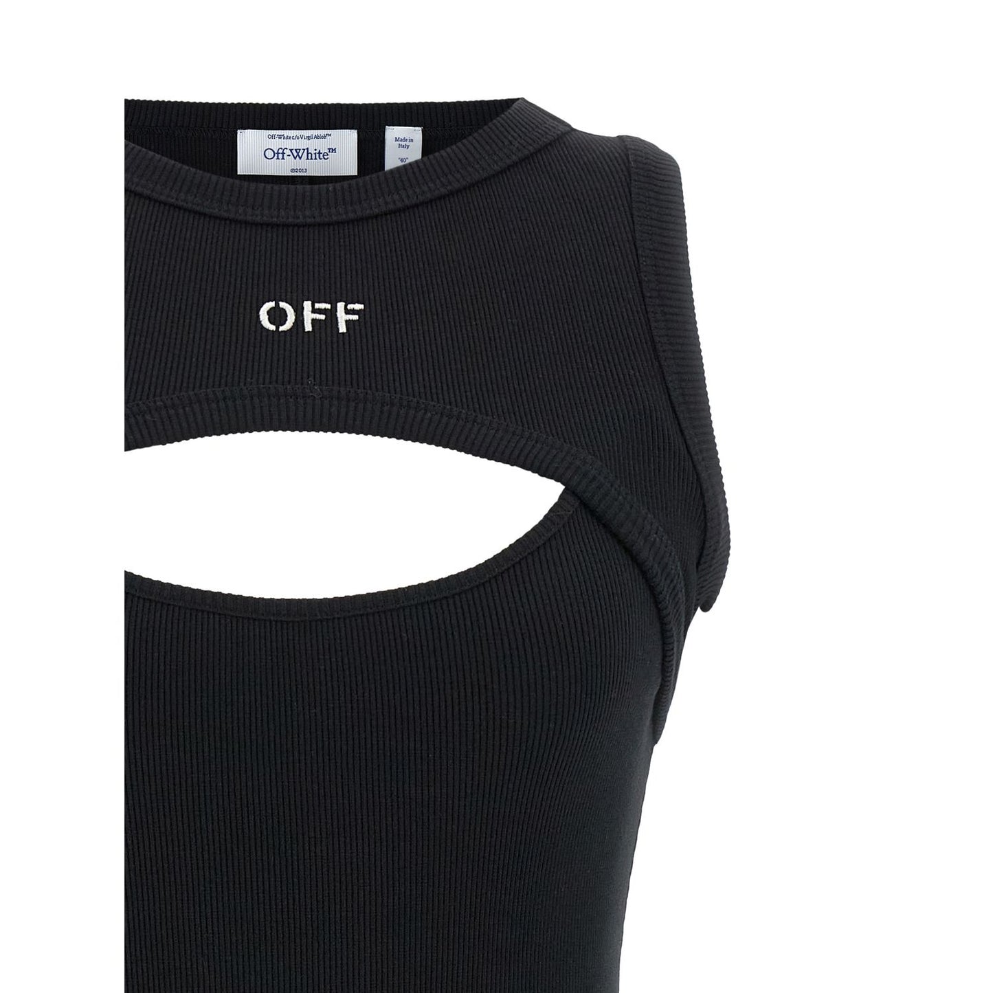 Off-White Bicolor Cotton Short Dress