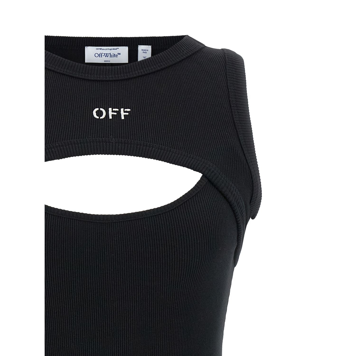 Off-White Bicolor Cotton Short Dress