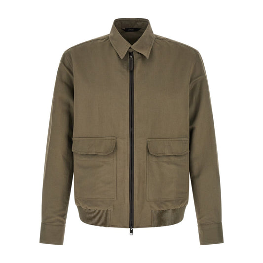 Brioni Bicolor Linen Full-Length Jacket