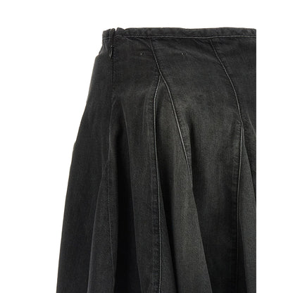 Diesel Black Cotton Long Skirt