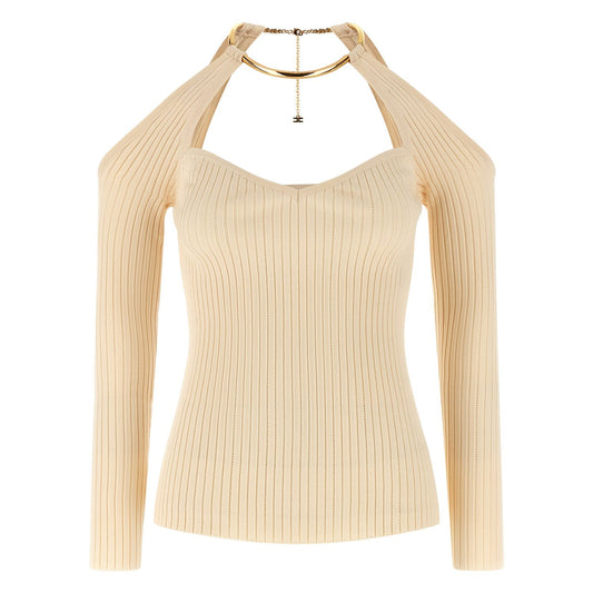 Elisabetta Franchi Beige Viscose Cardigan