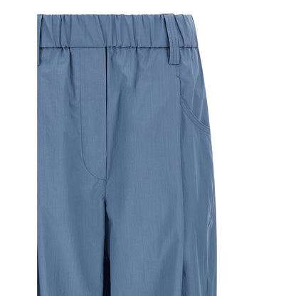 Brunello Cucinelli Blue Cotton Casual Pants