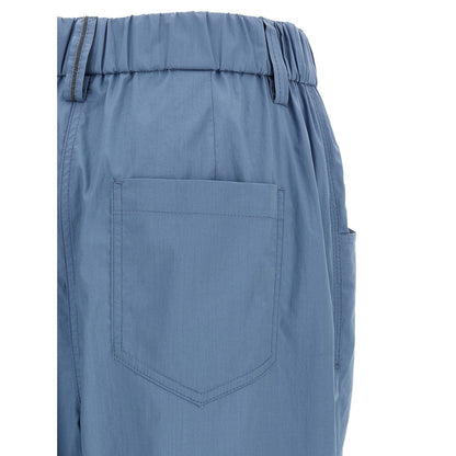 Brunello Cucinelli Blue Cotton Casual Pants