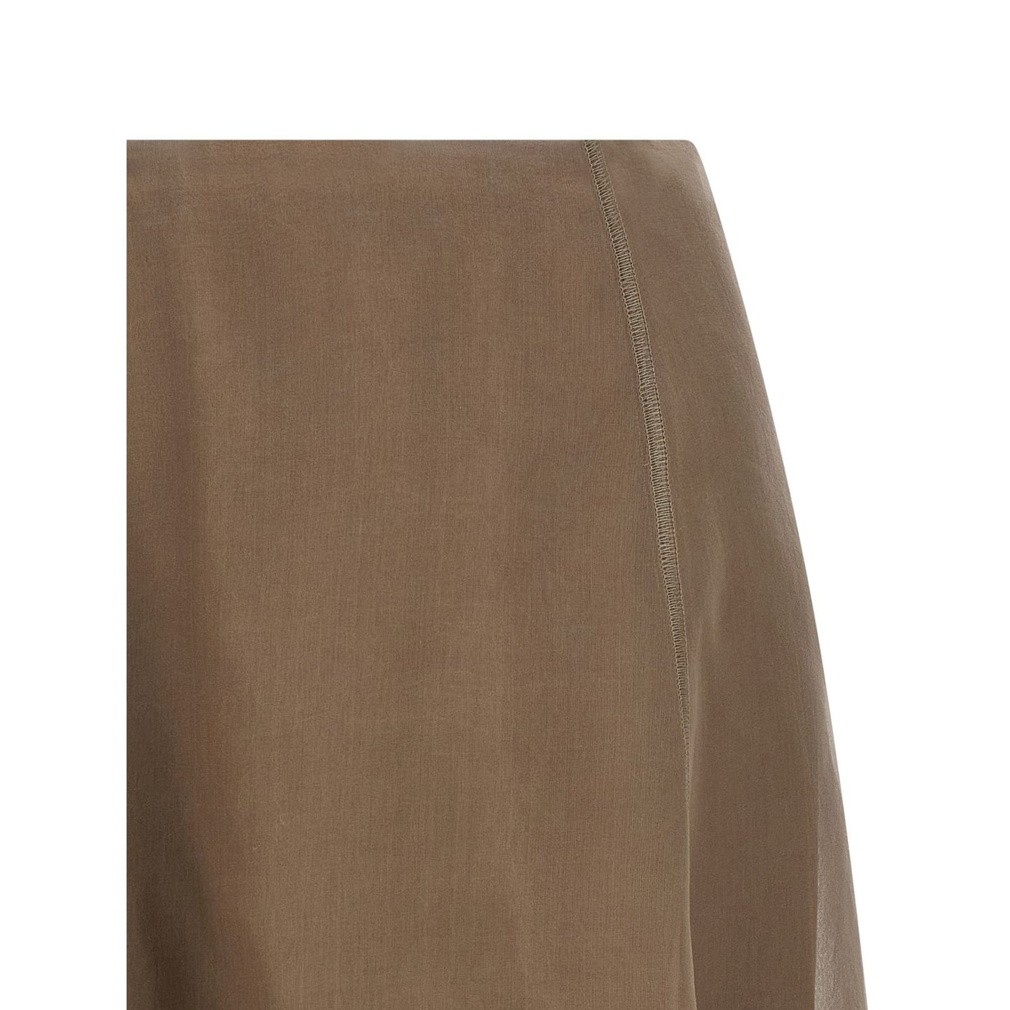 Brunello Cucinelli Beige Silk Midi Skirt