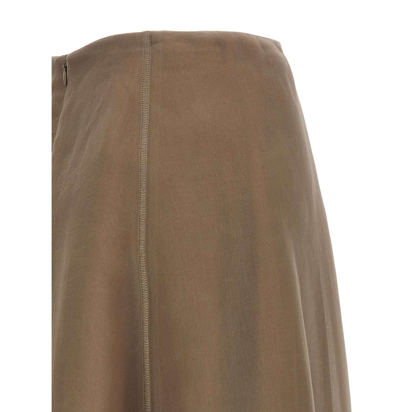Brunello Cucinelli Beige Silk Midi Skirt