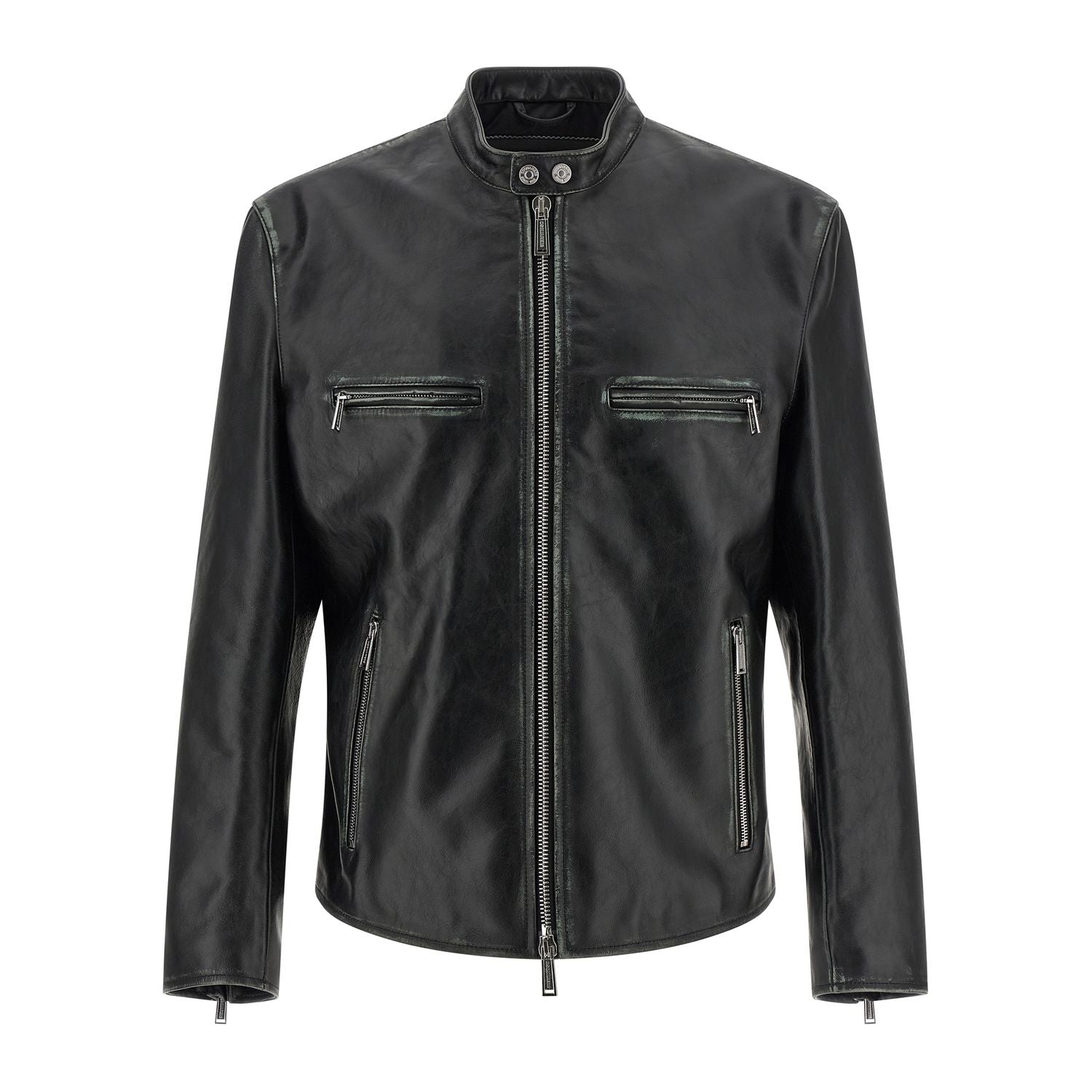Dsquared² Black Leather Leather Jacket