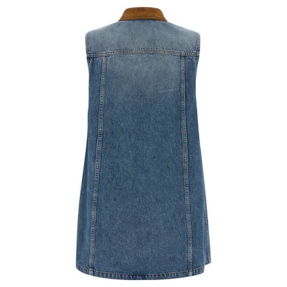 Versace Blue Cotton Short Dress