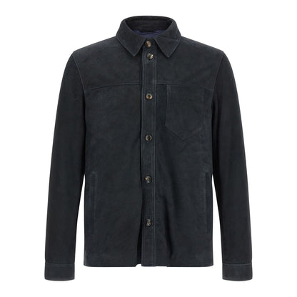 Pal Zileri Blue Leather Leather Jacket