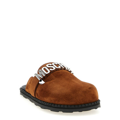 Moschino Brown Calfskin Clogs