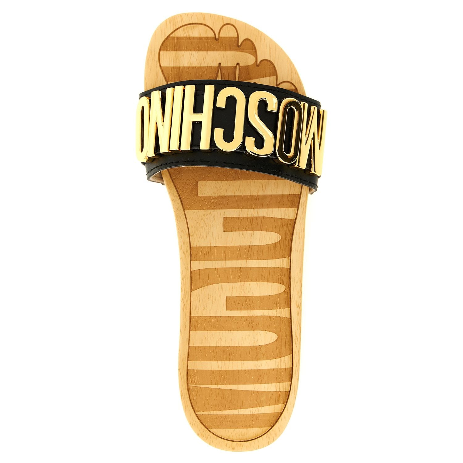 Moschino Black Calfskin Slides
