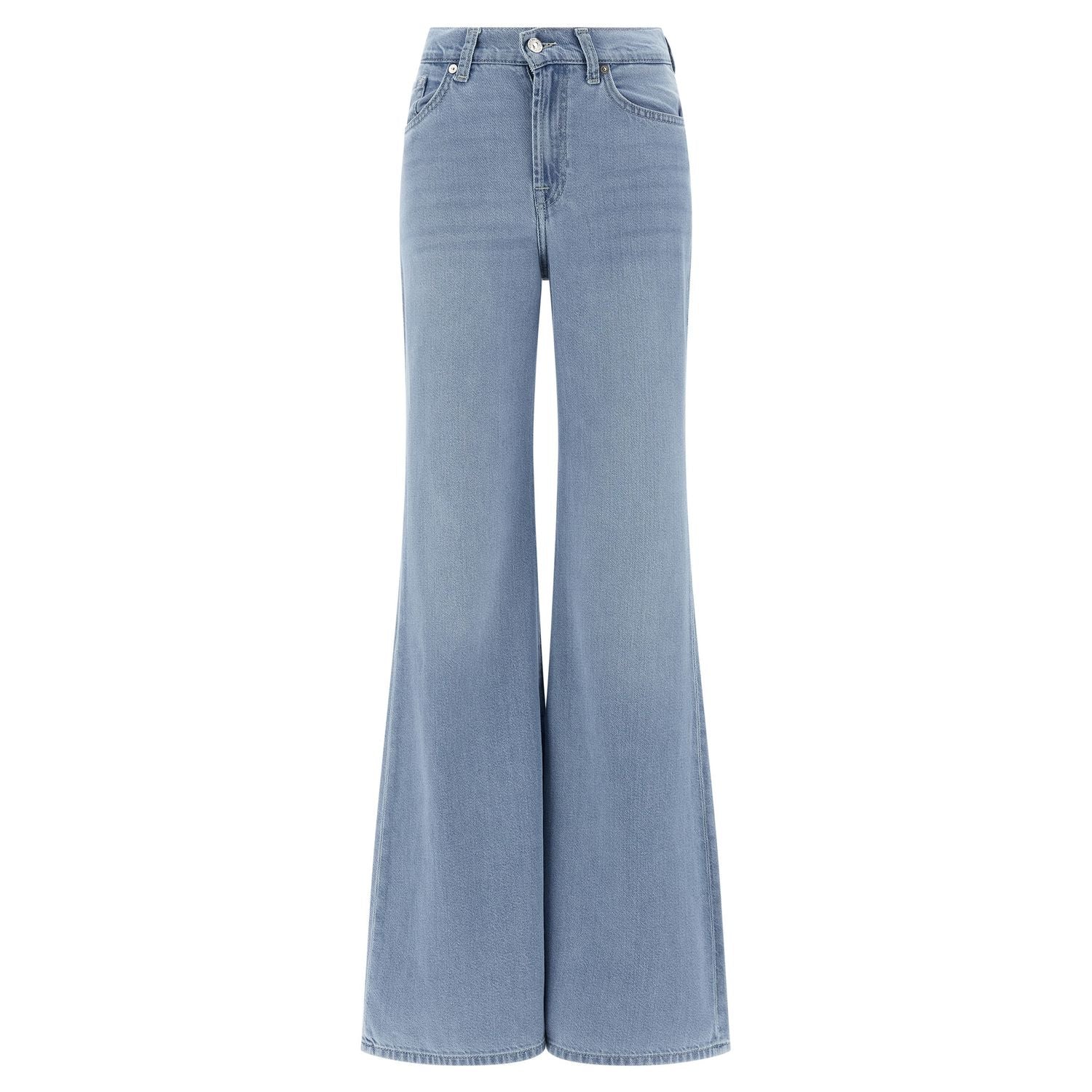 7 For All Mankind Blue Cotton Flared Jeans