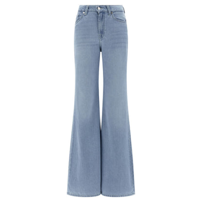 7 For All Mankind Blue Cotton Flared Jeans