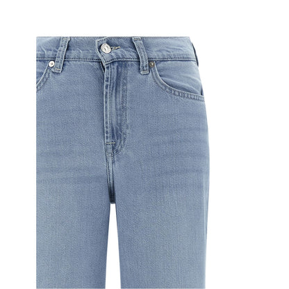 7 For All Mankind Blue Cotton Flared Jeans