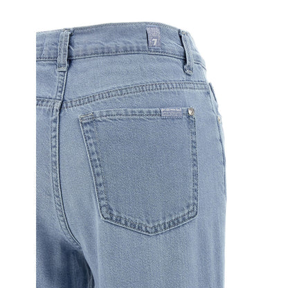 7 For All Mankind Blue Cotton Flared Jeans