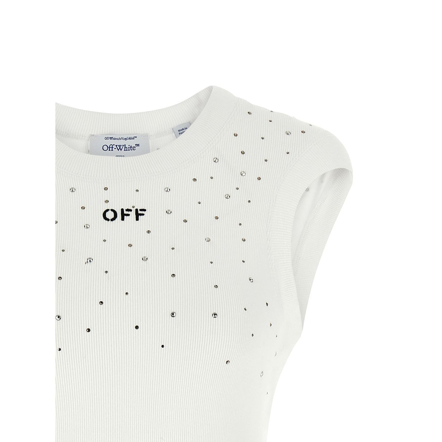 Off-White White Viscose Sleeveles T-Shirt