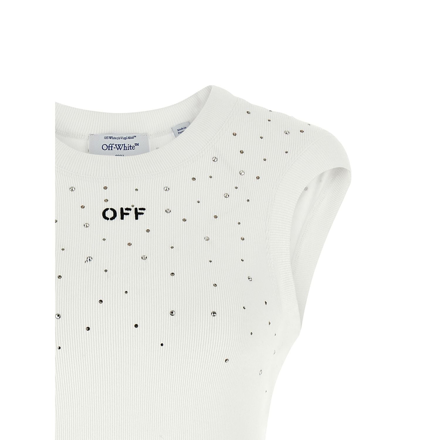 Off-White White Viscose Sleeveles T-Shirt