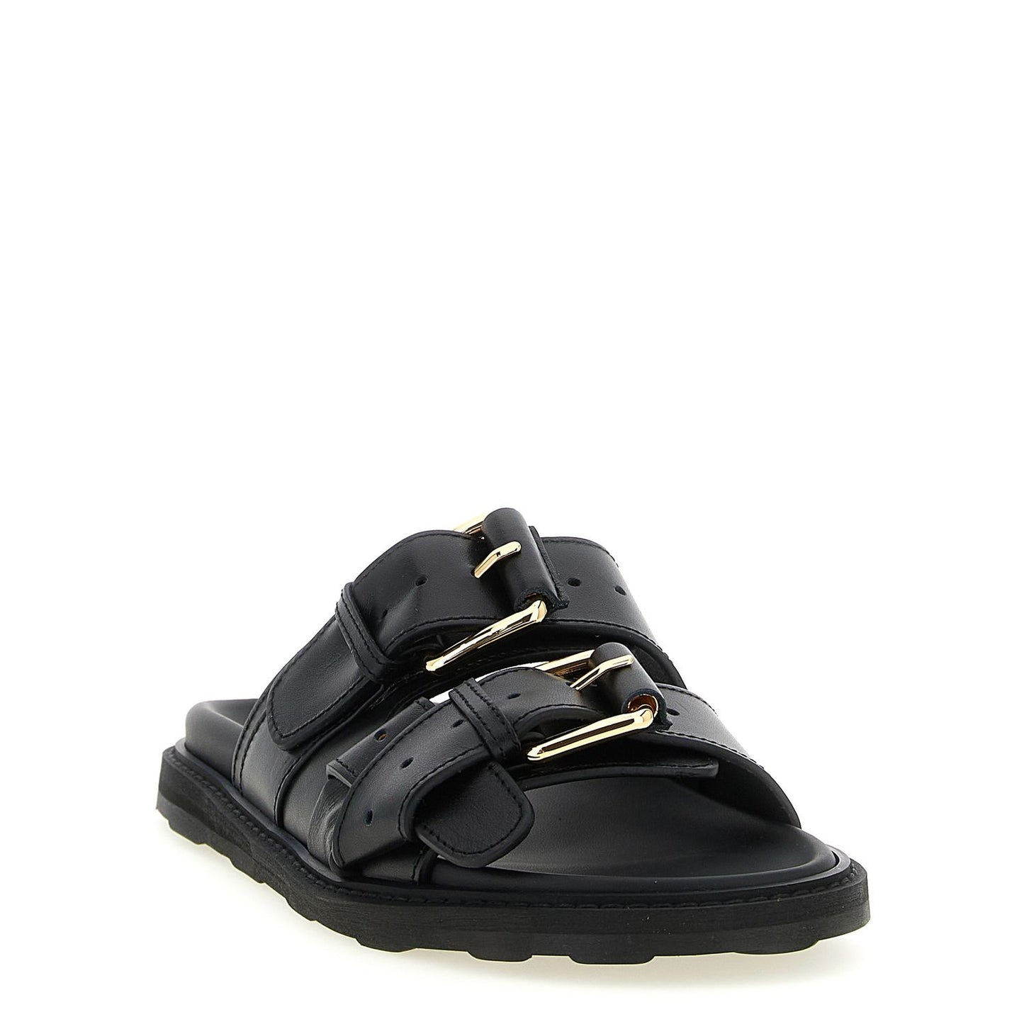 Moschino Black Calfskin Slides