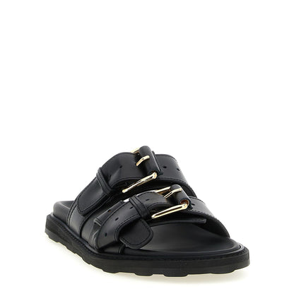 Moschino Black Calfskin Slides