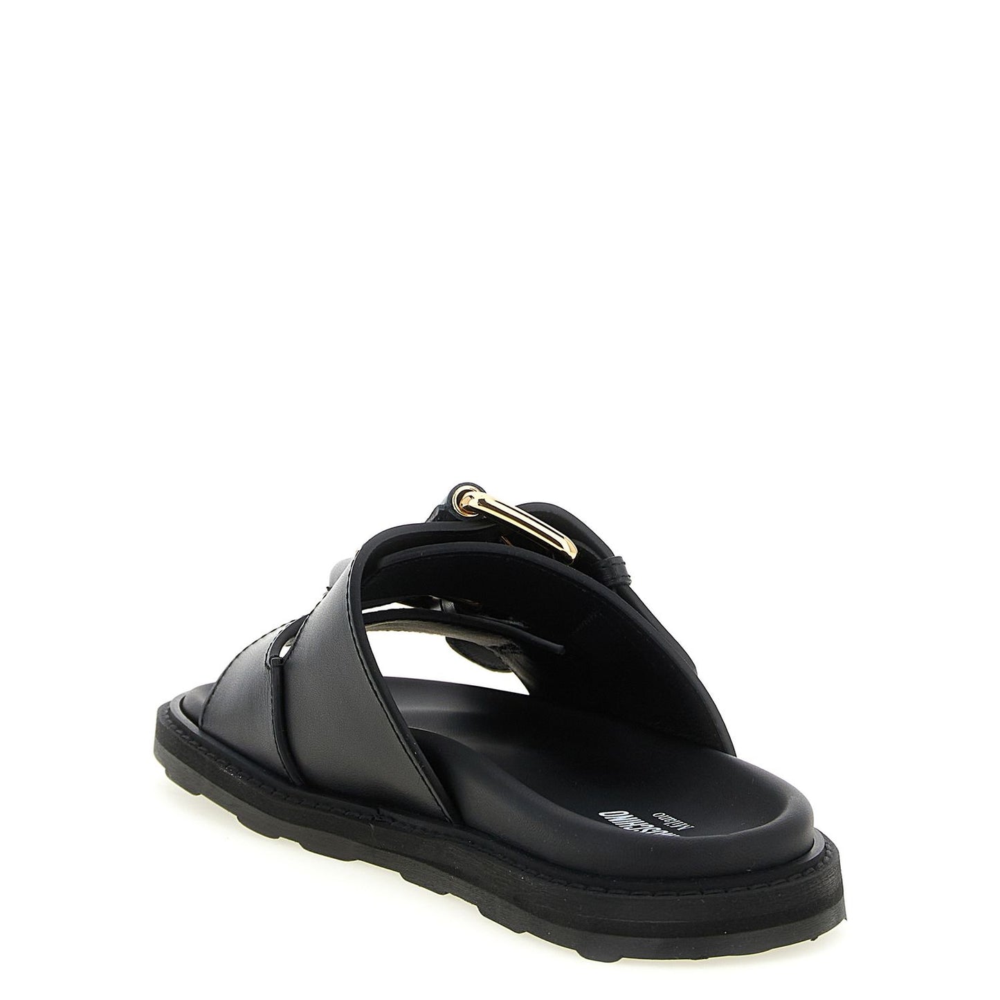 Moschino Black Calfskin Slides