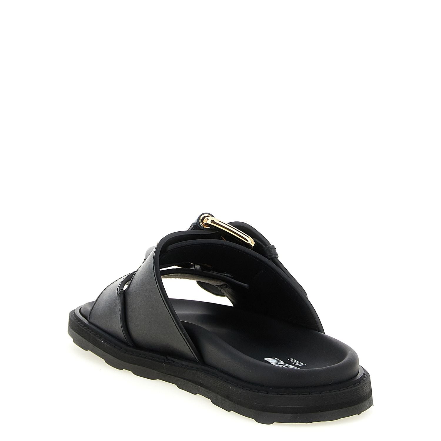 Moschino Black Calfskin Slides