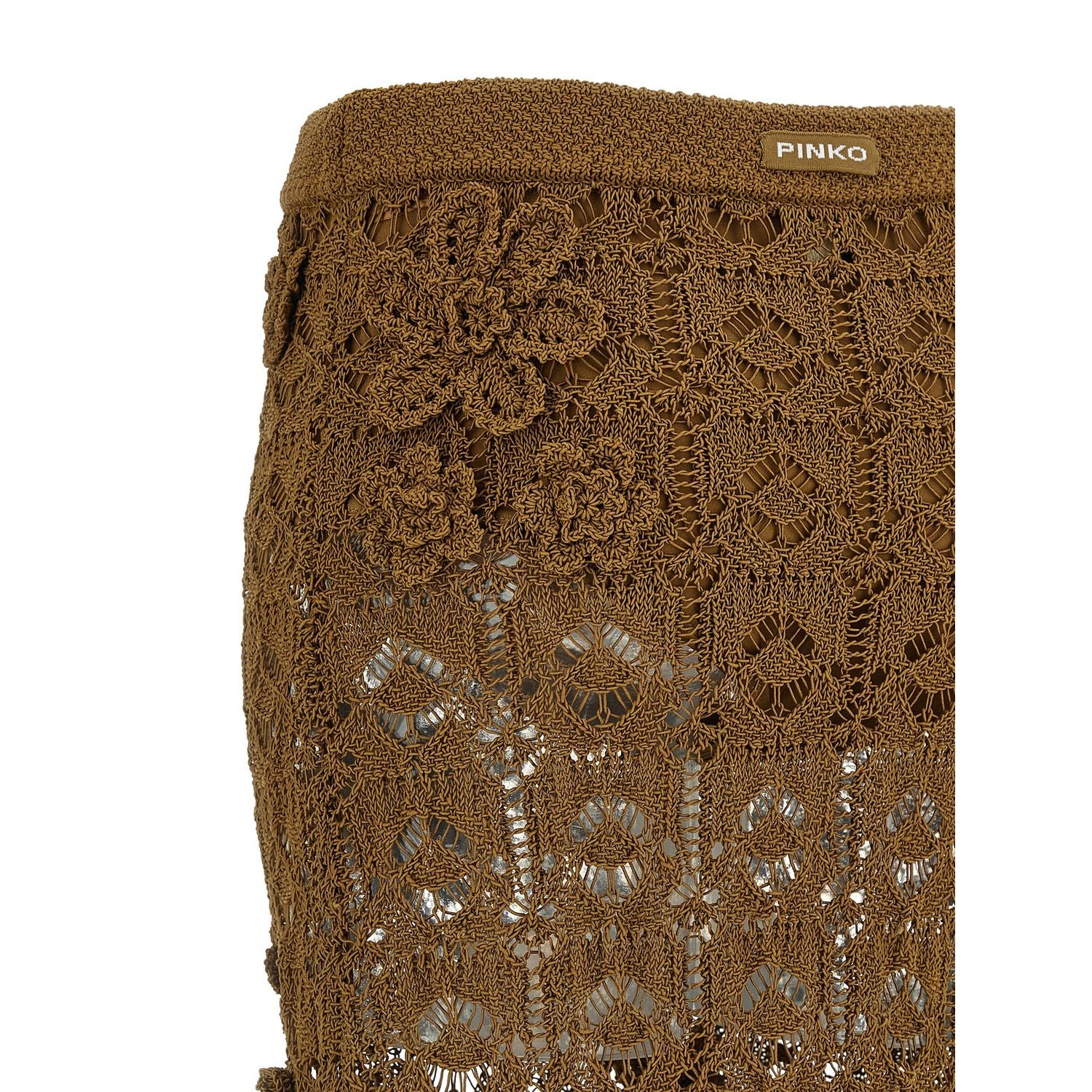 PINKO Brown Cotton Midi Skirt
