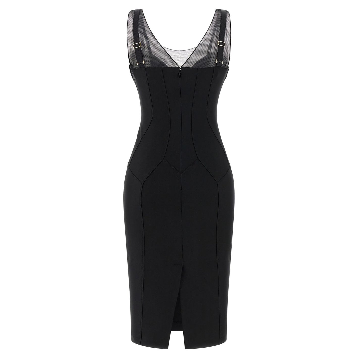 Elisabetta Franchi Black Polyamide Midi Dress