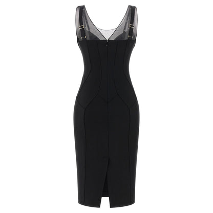 Elisabetta Franchi Black Polyamide Midi Dress