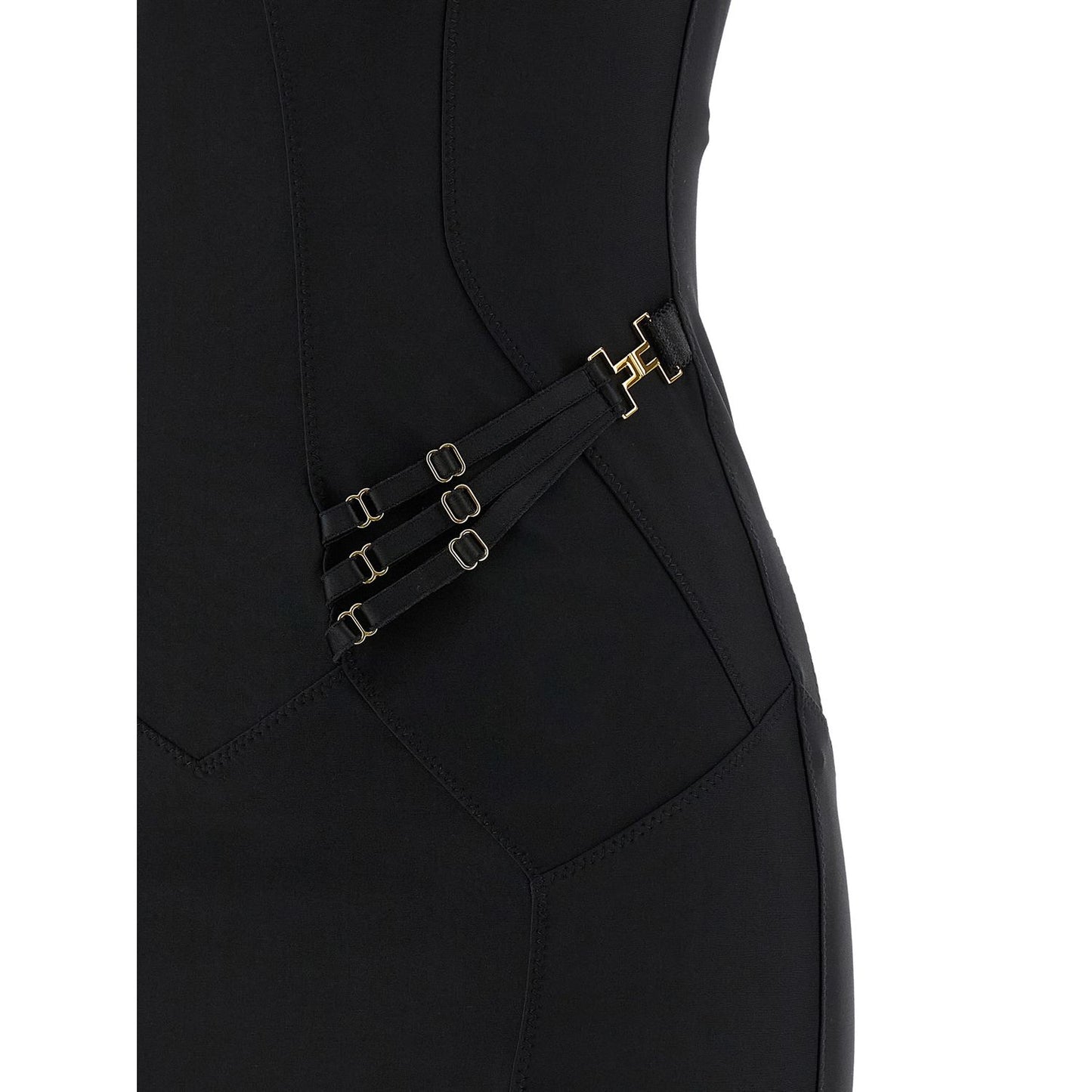 Elisabetta Franchi Black Polyamide Midi Dress