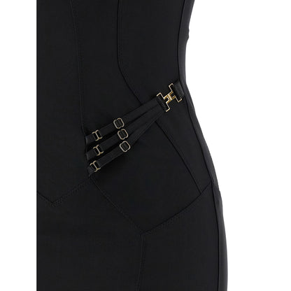 Elisabetta Franchi Black Polyamide Midi Dress