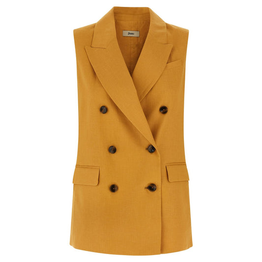Herno Bicolor Linen Sleeveless Jacket