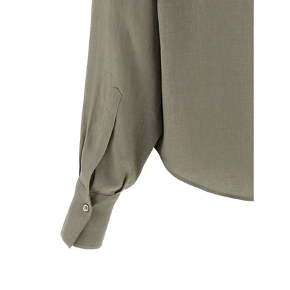 Brunello Cucinelli Bicolor Linen Blouse