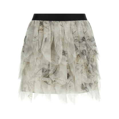 Max Mara Gray Silk Long Skirt