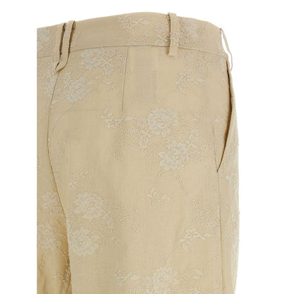 PINKO Beige Linen Flared Pants