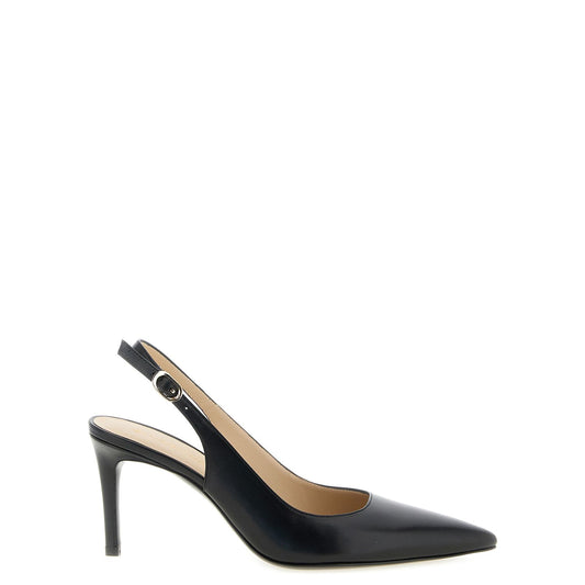 Stuart Weitzman Black Calfskin Mid Heel Pumps