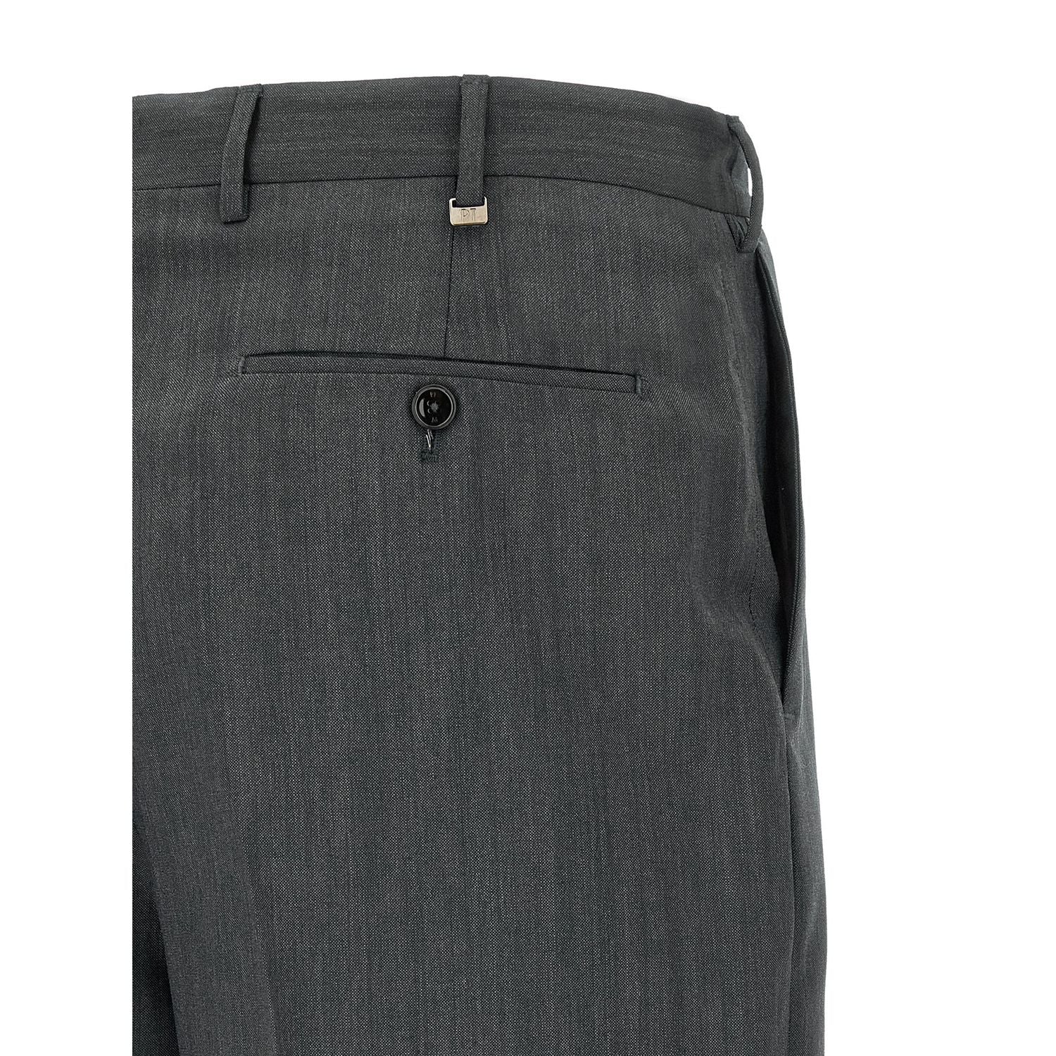 PT Torino Gray Virgin Wool Dress Pants
