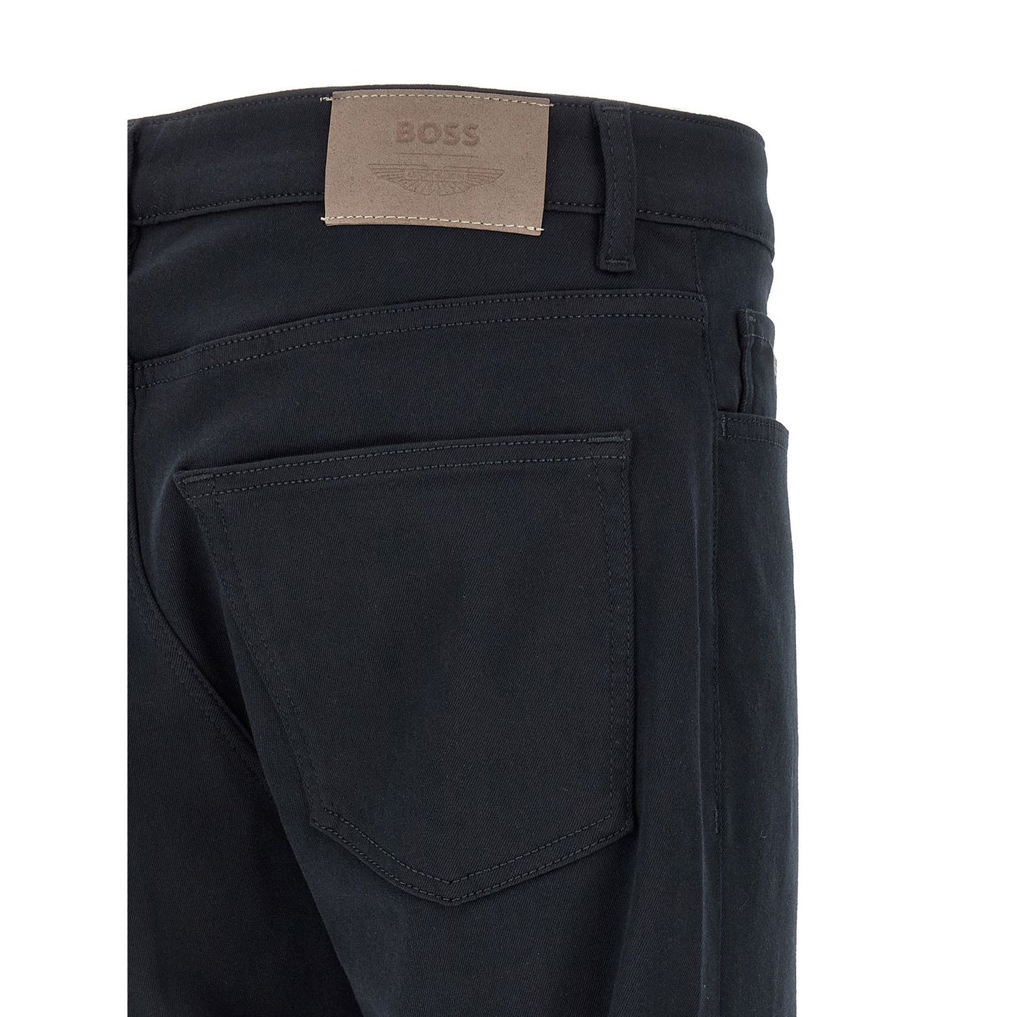 Hugo Boss Blue Polyester Straight-Leg Jeans