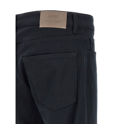 Hugo Boss Blue Polyester Straight-Leg Jeans
