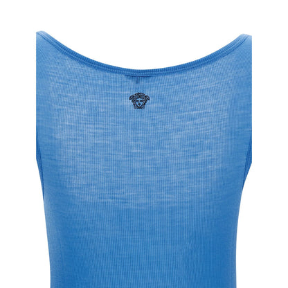 Versace Blue Virgin Wool Tank Tops