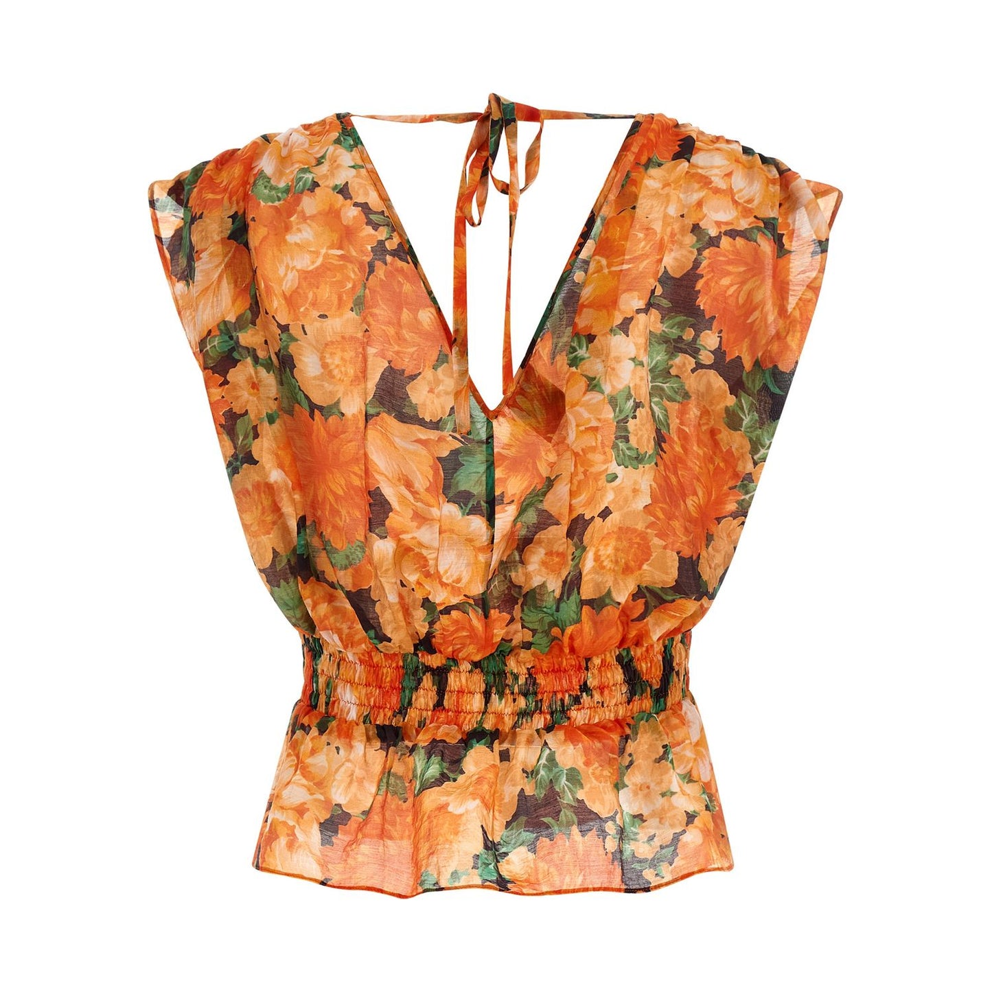 PINKO Orange Lyocell Pattern Shirt