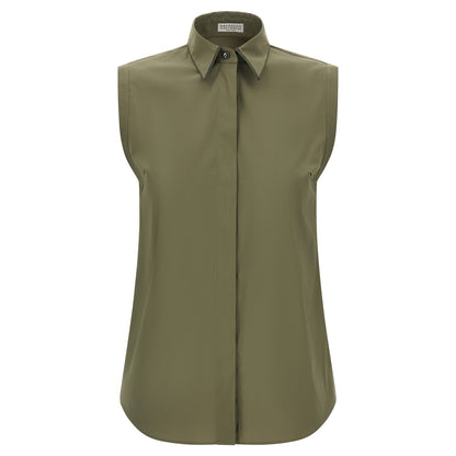 Brunello Cucinelli Bicolor Cotton Blouse
