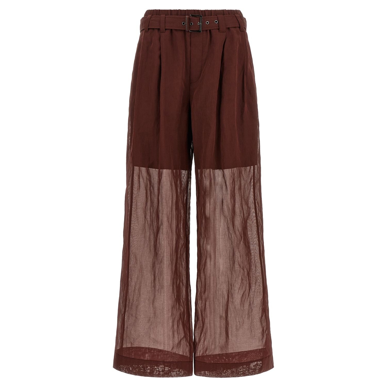 Brunello Cucinelli Bordeaux Cotton Flared Pants