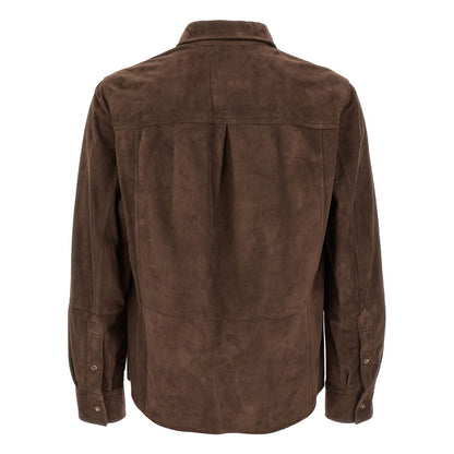 Brunello Cucinelli Brown Lamb Leather Blouse