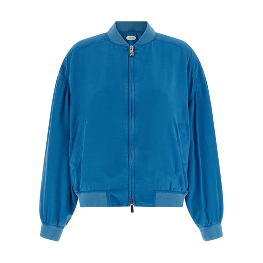 Versace Blue Silk Bomber