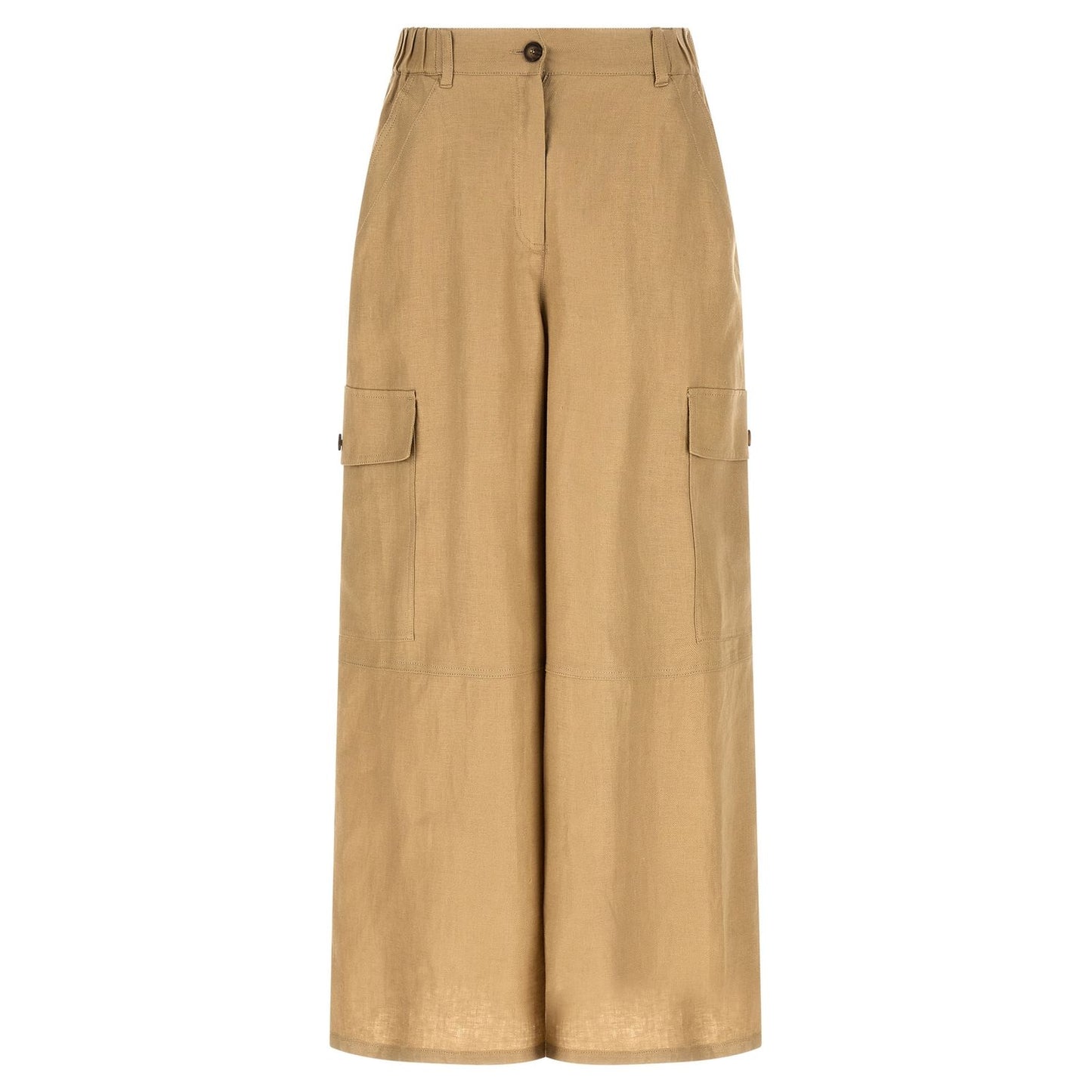 Max Mara Beige Linen Cargo Pants