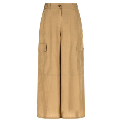 Max Mara Beige Linen Cargo Pants