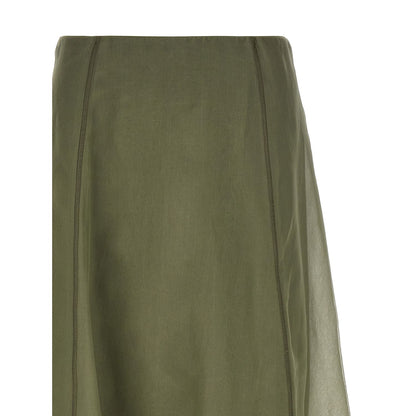 Brunello Cucinelli Bicolor Silk Midi Skirt