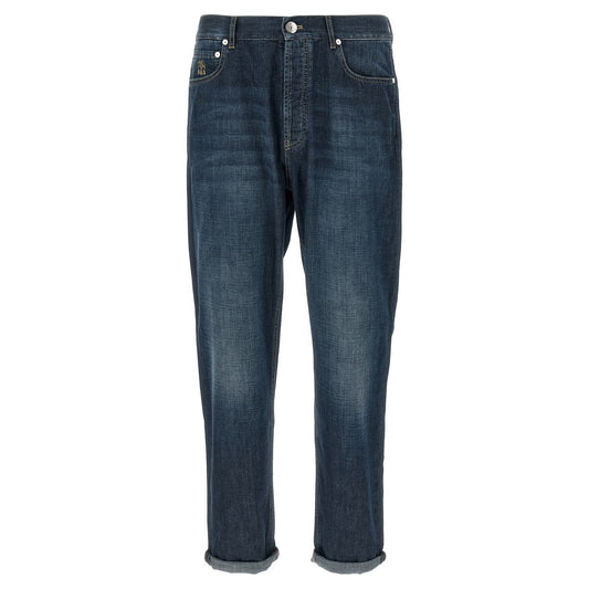 Brunello Cucinelli Blue Cotton Straight-Leg Jeans